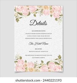 Card With Pink Floral Template. Illustrator and designer. Wedding Invites, save the date, Birthday Invites, Video Invites, E-Cards.