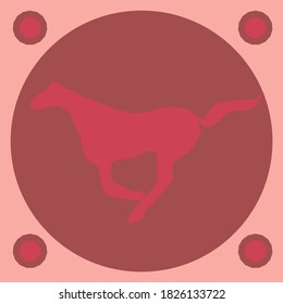 Card with pink horse and circles, vector