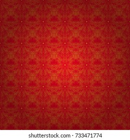 Card with pink, orange and red circular ornament. Vector round seamless pattern with abstract Mandalas. Pattern for the greeting card or invitation, template frame design for card.