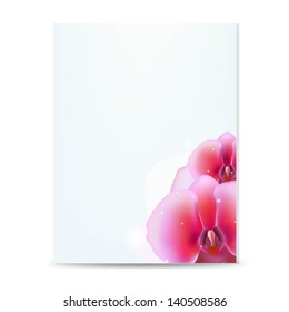 Card With Pink Orcids With Gradient Mesh, Vector Illustration