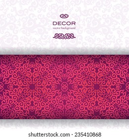 Card with pink ornament in east style. 