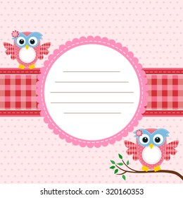 card pink owl