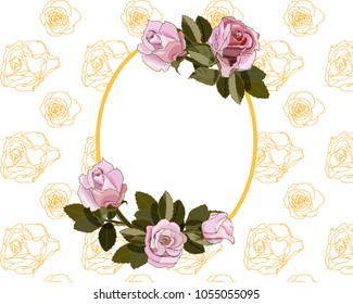 Card with pink roses.