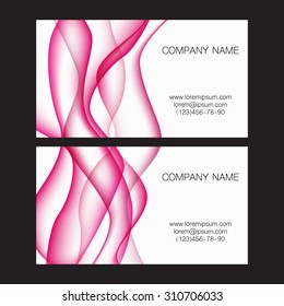 Card with pink waves on background. Vector illustration