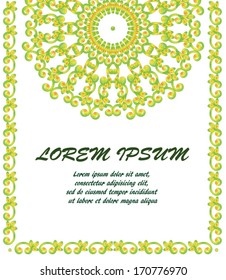 A card with a place for your text with oriental motives, border and a circle ornament, great as a birthday postcard, greeting card, wedding invitation, notebook cover, etc