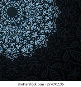 A card with a place for your text with oriental motives, border and a circle ornament, great as a birthday postcard, greeting card, wedding invitation, notebook cover, etc