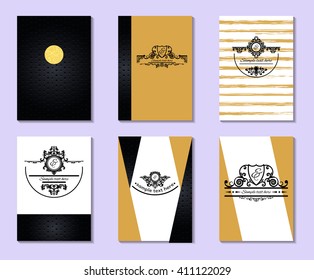 Card with place for your text. Vector. Illustration.  Set of creative  postcards.  Design for poster, banner,  invitation, placard, book cover. Save the date.