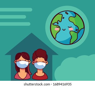 card of planet earth and people vector illustration design