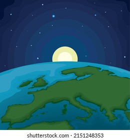card of planet earth from space