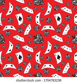card poker with seamless pattern background