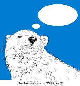 Card with polar bear in thought.