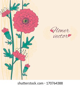 card with poppies. vector illustration made ??with painted poppies and buds