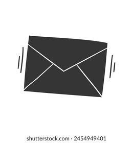 Card Postal Icon Silhouette Illustration. E-mail Vector Graphic Pictogram Symbol Clip Art. Doodle Sketch Black Sign.