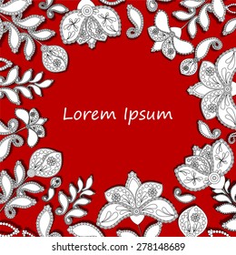 Card, poster, brochure template with abstract  doodling flower. Russian ornament. illustration