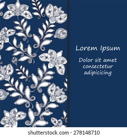 Card, poster, brochure template with abstract  doodling flower. Russian ornament. illustration