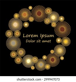 card. poster, brochure template with gold sun. vector template