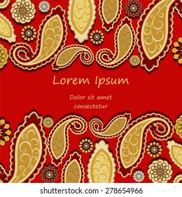 card. poster, brochure template with oriental flower. paisley orient design.