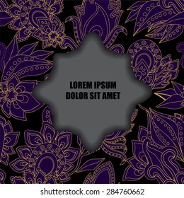card. poster, brochure template with oriental flower. paisley design.
