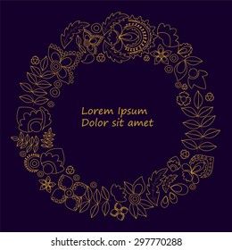 card. poster, brochure template with oriental flower.russian pattern