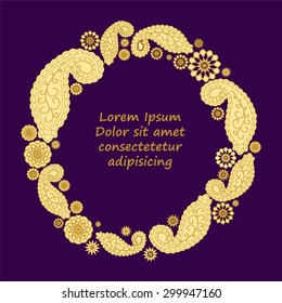 card. poster, brochure template with oriental flower. paisley design