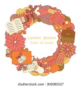 card. poster, brochure template with school pattern.