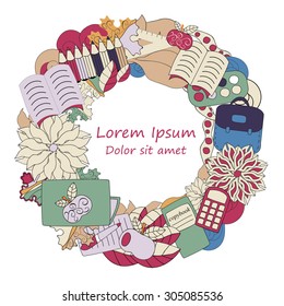 card. poster, brochure template with school pattern.