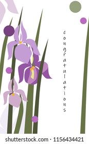 Card, poster, business card with a picture of irises