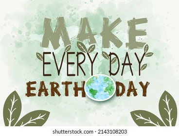 Card and poster campaign of Earth day in watercolor and flat style with vector design.