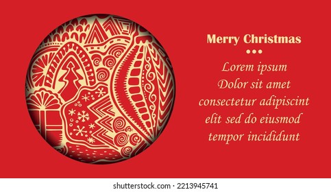 Card. poster, cover, brochure template with horisontal Christmas pattern. cartoon design. 