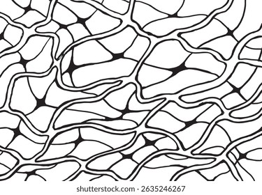 Card or poster with hand-drawn textured background featuring abstract lines resembling water ripples and sunbeam reflections on a pond bottom. Organic, flowing design evokes calm, nature, and light