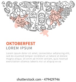 Card or the poster Oktoberfest pattern doodle. Vector illustration with place for your text