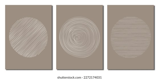 card or poster templates with abstract handdrawn circular elements, vector illustration