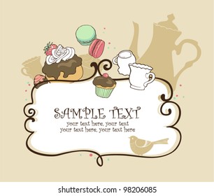 card with pot, cups and sweets