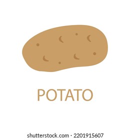 card with potato inscription. Natural organic nutrition. Vector illustration. Stock Image. 