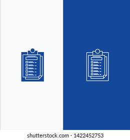 Card, Presentation, Report, File Line and Glyph Solid icon Blue banner Line and Glyph Solid icon Blue banner