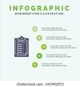 Card, Presentation, Report, File Solid Icon Infographics 5 Steps Presentation Background