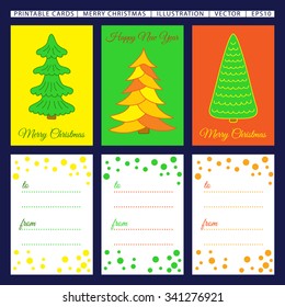 Card to print happy New year and merry Christmas. Can be attached to gifts with a signature for someone.