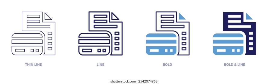 Icono de política de privacidad de la tarjeta en 4 estilos diferentes. Línea delgada, línea, negrita y línea negrita. Estilo duotono. Trazo editable.