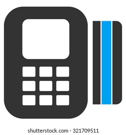 Card Processor vector icon. Style is bicolor flat symbol, blue and gray colors, rounded angles, white background.