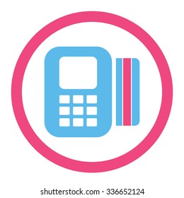 Card Processor vector icon. Style is bicolor flat rounded symbol, pink and blue colors, rounded angles, white background.