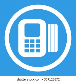 Card Processor vector icon. Style is flat rounded symbol, white color, rounded angles, blue background.