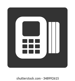 Card Processor vector icon. Style is flat rounded square button, white and gray colors, white background.