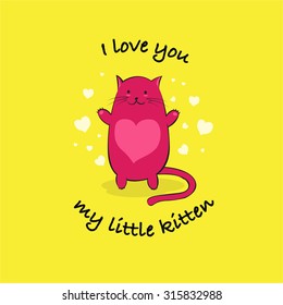 Card with purple cat