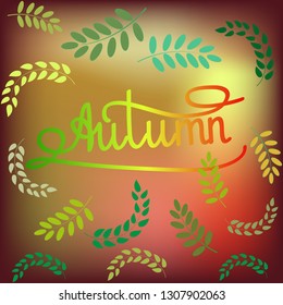 Card with quote autumn. Girl fashion stylish print for banner. Cute template for, apparel, card, poster, etc. Symbol autumnal time. Design element. Vector illustration
