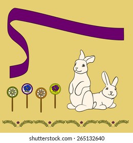 card with rabbit in graphic style