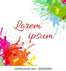 Card with rainbow watercolor blots  with space for your text