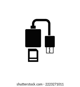 Card reader  icon in black flat glyph, filled style isolated on white background