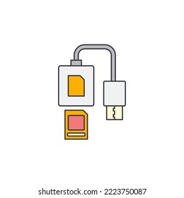 Card reader  icon in color, isolated on white background 