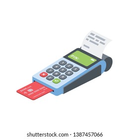 Card reader icon isometric, 3d vector, creative minimalism illustration idea