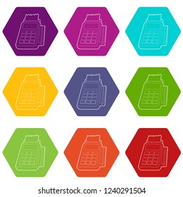 Card reader icons 9 set coloful isolated on white for web